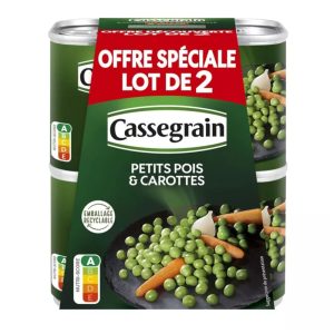 Petit pois & carotte avec feuille de salade & oignon